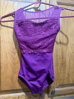 Suffolk Purple Dance Leotard with Lace Trim